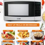 COMMERCIAL CHEF 1.1 Cu Ft Microwave with 10 Power Levels, Microwave 1000W with Push Button Door Lock, Countertop Microwave with Microwave Turntable and Digital Controls, White