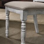Roundhill Furniture Iris Turned Leg Wood Dining Chair, Set of 2, Weathered White