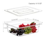 Bekith 2 Pack Clear Polycarbonate Food Pans with Lids, Half Size 4 Inch Deep, Stackable Plastic Food Pans for Commercial Kitchen Restaurant Food Prep, Freezer-Safe