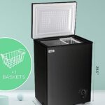 Chest Freezer Small Deep Freezer WANAI 3.5 Cu.Ft Mini Freezer Black Free-Standing Top Door Freezer Adjustable 7 Thermostat and Removable Basket Open Deep Freezer Apartment Kitchen, Black