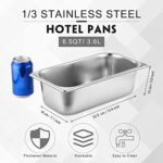 10 Pack Hotel Pans Stainless Steel Steam Table Water Pan 1/3 Size, 0.8 mm Thick Steam Pan Anti Warming Pans for Food Warmer Party Restaurant Catering Supplies, 12.8 x 6.9 Inch (4 Inch Deep)