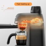 SOWTECH Espresso Coffee Machine Cappuccino Latte Maker 3.5 Bar 1-4 Cup with Steam Milk Frother Black