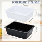Tioncy 12 Pcs Bus Tubs 9L Plastic Wash Tub Dishpan Rectangular Food Service Wash Basin Tote Box for Kitchen Sink Washing Storage Cleaning Supplies, White and Black,14” x 11” x 4.3”