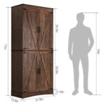 Hlivelood 71in Farmhouse Tall Storage Cabinet with 5 Layers Adjustable Shelves,Kitchen Pantry Storage Cabinet with 4 Barn Doors,Storage Cabinet for Kitchen, Dining Room, Bathroom, Living Room(Brown)