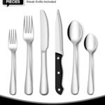 EUIRIO 48-Piece Silverware Set with Steak Knives, Heavy Duty Stainless Steel Flatware Set for 8, Food-Grade Tableware Cutlery Set, Utensil Sets for Home Restaurant, Mirror Finish, Dishwasher Safe