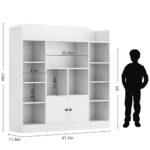DIYART White Kids Bookshelf, Kids Bookcase with 11 Cubbies and 2 Cabinets, Freestanding Book Storage Shelves for Bedroom, Playroom, Hallway