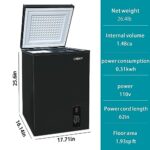 Mini-Deep-Freezer-1.48 Cu Ft Black Small-Chest-Freezers, Compact-Freezer with Storage Basket, Apartment Refrigerator with 5 Temperature Settings Top Open Door For Office And Kitchen