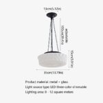 OQHAIR French Minimalist Glass Chandelier Retro Creative Wrought Iron Pendent Lamp Home Bedroom Bedside Restaurant Porch Suspended Chandelier LED Variable Light Indoor Lighting