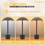 Newrgy 2 Pack Cordless Table Lamp,3 Colors Stepless Dimming Up,Battery Operated,Portable LED Desk Lamp for Bedroom/Restaurant/Bars/Outdoor Camping/Couple Dinner/Night Light/(Black)