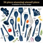Silicone Kitchen Utensils Set & Holder: Cooking Utensils Set – Kitchen Essentials for New Home & 1st Apartment- Silicone Spatula Set, Cooking Spoons for Nonstick Cookware