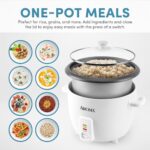 AROMA® Rice Cooker, 8-Cup (Uncooked) / 16-Cup (Cooked), Pot-Style Rice Cooker and Soup Warmer with One-Touch Control, 4 Qt, White, ARC-368NG
