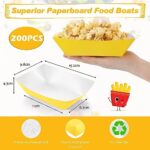 200 Pcs Paper Food Tray Disposable Paper Food Boats Paperboard Nacho Trays Hot Dog Serving Trays for Carnivals, Fairs, Festivals, Picnics Tacos, Crawfish French Fries Party Supplies (Yellow, 2lb)