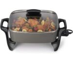 TRoMI 16″ Electric Ceramic Skillet with Glass Lid, electric pan for cooking, electric skillets nonstick with lids