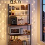 VASAGLE Coffee Bar, Baker’s Rack for Kitchen with Storage, 6-Tier Kitchen Shelves with 6 Hooks, Microwave Stand, Industrial, 15.7 x 31.5 x 65.7 Inches, Rustic Brown and Black UKKS019B01