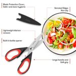 iBayam Kitchen Scissors All Purpose Heavy Duty Meat Poultry Shears, Dishwasher Safe Food Cooking Scissors Stainless Steel Utility Scissors, 2-Pack (Black Red, Black Gray)
