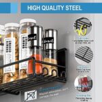Goovilla Magnetic Spice Rack for Refrigerator Organizer with 20 Hooks, Magnetic Fridge Spice Shelf 4 Pack, Strong Magnet Seasoning Organizer Rack for Refrigerator Kitchen Classroom Storage, Black