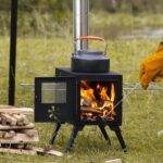 Hot Tent Stove, AVOFOREST Wood Burning Stove, Small Wood Stove with 7 Stainless Chimney Pipes for Outdoor Heating & Cooking, Ice Fishing, Hunting