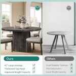 DWVO 47″ Round Dining Table for 4-6 People, Farmhouse Industrial Dinning Room Table with 1.18″ Thickness Wood Grain Tabletop, Rustic Circle Dining Table with Hexagonal Base for Eating Dinner