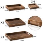 Yangbaga Rustic Wooden Serving Trays with Handle – Set of 7 Rectangular Platters for Entertaining, Breakfast, Coffee Table, Home Decor
