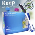 Soda Stream 3 Pack Original Sodastream Reusable Sparkling Water Carbonating Bottles 1L 1 Liter Bundle with Kidscare 14 inch Bottle Cleaning Brush