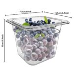 Hlimior 8 Pack Plastic Clear Food Pan 1/6 Size 6” Deep Acrylic Food Storage Containers Stackable Polycarbonate Pan with Capacity Indicator Commercial Hotel Pans for Kitchen Restaurant Food Prep