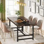 Tribesigns Dinning Table for 6 People, 70 inches Home & Kitchen Table, Wood Large Dinning Room Table with Metal Frame for Family Gathering or Party (Rectangular)