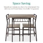 Best Choice Products 3-Piece Modern Dining Set, Space Saving Dinette for Kitchen, Dining Room, Small Space w/Steel Frame, Built-in Storage Rack – Gray