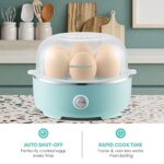 Elite Gourmet EGC115M Easy Egg Cooker Electric 7-Egg Capacity, Soft, Medium, Hard-Boiled Egg Cooker with Auto Shut-Off, Measuring Cup Included, BPA Free, Retro Mint