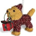 Amscan Small 3D Tinsel Dog Decoration (1 Pc.) – 5″ x 6.3″ x 1.6″ | Eye-Catching Gold, Red & Green Tinsel – Perfect for Home & Holiday Decor