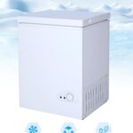 Kazigak Compact Chest Freezer, 3.5 Cu.Ft. Deep Freezer with Basket, 6 Level Adjustable Temperature, Top Door Mini Freezer White