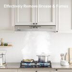 Range Hood 30 Inch, IsEasy Under Cabinet Range Hood, Ducted/Ductless Convertible, Kitchen Vent Hood 30 Inch with 3-Speed Exhaust Fan, Stainless Steel, Reusable Filters, LED Light and Charcoal Filter