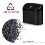 Ginsco Mini Car Trash Can with Lid, 2 Pack Small Car Garbage Can, Cute Leakproof ABS Car Trash Bin, Car Accessories for Interior, Garbage Bin for Car, Home, Office with 120pcs Trash Bags Black