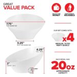 20oz White Plastic Serving Bowls (4 Pack) Medium Disposable Snack Bowl Candy Dishes, Buffet Containers for Chips, Popcorn, Snacks, Mints, Salad Bar, Parties, Office Desk, Bridal Shower, Party Supplies