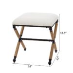 Ball & Cast Upholstered Ottoman Stool X-Metal Frame Foot Rest Padded Vanity Stool, Cream White