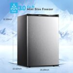 R.W.FLAME 3.0 Cu.Ft Upright Freezer with Reversible Single Door, Mini Freezer with Removable Shelves Small Freezer for Home Kitchen Office (3.0 Cu.ft, Stainless Steel)