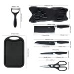 Knife Set, JJOO 7PCS German Stainless Steel Kitchen Knife Block Sets, includes Meat Cleaver, Chef Knife, Paring Knife, Kitchen Shears, Peeler, Cutting Board and Knife Block