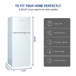 Frestec 4.7 CU’ Refrigerator, Mini Fridge with Freezer, Compact Refrigerator, Small Refrigerator with Freezer, Top Freezer, Adjustable Thermostat Control, Door Swing, White (FR 472 WH)