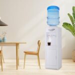 5 Gallon Water Dispenser?Top-Loading Water Cooler Dispenser for 5 Gallon Bottle 2 Temperatures with Hot and Cold Spouts Children Safety Lock and Storage Cabinet for Home Office (White)