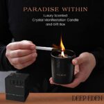 Deep Eden Scented Candle, Wood Wick, 7.4 Oz, Black – Luxurious, Powerful Manifestation Candle – Hand Poured Crystal Candle with Natural Soy, Coconut and Beeswax – Essential Oils and Exotic Fragrance