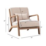 ANJHOME Mid Century Modern Accent Chair, Single Fabric Lounge Reading Armchair with Solid Wood Frame, Easy Assembly Arm Chairs for Living Room, Beige