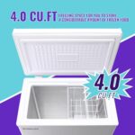 DEMULLER Chest Freezer, Small Deep 4.0 Cubic Feet White Freezers, Compact Top Open Door Freezer with Electronic Panel, Temp Range -12-50?, Two Storage Wire Baskets, Manual Defrost