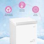 Chest Freezer Krib Bling 3.5 cu.ft Adjustable Thermostat Compact Freezers with Removable Storage Basket for House Kitchen Garage Basement White