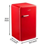 COMFEE’ CRR33S3ARD Mini Fridge,3.3 Cubic Feet Solo Series Retro Refrigerator, Small Fridge for Office/Bedroom/Dorm/Garage with Adjustable Legs [Red]