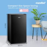 COMFEE’ CRM33S3ABB 3.3 CuFt mini fridge Singel Door small Fridge for Bedroom Office Garage Studio Dorm, mini Refrigerator Black