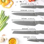 nuovva Professional Kitchen Knife Set – 5pcs Grey Kitchen Knives – Stainless Steel Granite Non Stick Blades – Chefs, Filleting, Bread, Paring and Utility Knives