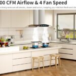 IKTCH Upgrated 36″Island Mount Range Hood,900 CFM Ducted Range Hood with 4 Speed Fan,Stainless Steel& Tempered Glass Range Hood 36 inch with Gesture Sensing&Touch Control Making life Smarter IKIS01-36