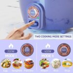 Macook Rice Cooker Small with Food Steamer, Rice Cooker 4 Cups Uncooked (8 Cups Cooked), 2.0L Portable Non-Stick Small Travel Rice Cooker, Two Cooking Mode Setting, Slow Cook Mode