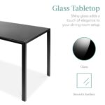 Best Choice Products 5-Piece Glass Dining Set, Modern Kitchen Table Furniture for Dining Room, Dinette, Compact Space-Saving w/Glass Tabletop, 4 Upholstered PU Chairs, Metal Steel Frame – Camel/Black