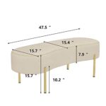 ALISH Upholstered Bench Modern Ottoman Bench Bed Bench Entryway Bench with Gold Legs for Living Room, Bedroom Beige