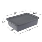 Bringer 13 L Gray Plastic Bus Tubs with Lid, Utility Commercial Bus Totes, Set of 3